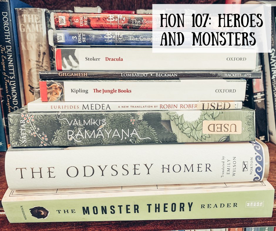 This semester, Dr. Rambo is teaching a course called "Heroes and Monsters." Looking at literature such as "The Epic of Gilgamesh," students are learning at what it means to be a hero or a monster, and how those roles fit into our society.  #CampbellHonors