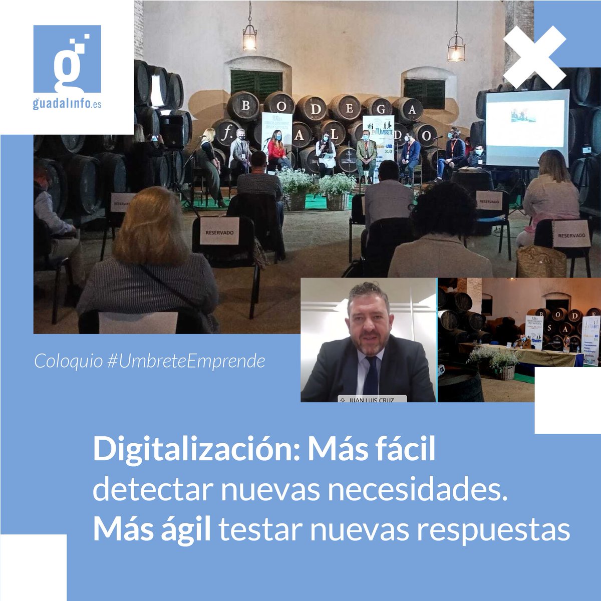 consorciopv's tweet photo. "La transformación digital es también un cambio de cultura y valores" @juanluiscruz_, director general de @consorciofr reivindica las nuevas oportunidades de la digitalización en el coloquio #UmbreteEmprende, organizado por @Guadaumbrete y @AytoUmbrete ➡️ https://t.co/sK5stYOiQA https://t.co/lGzgwgsnzk