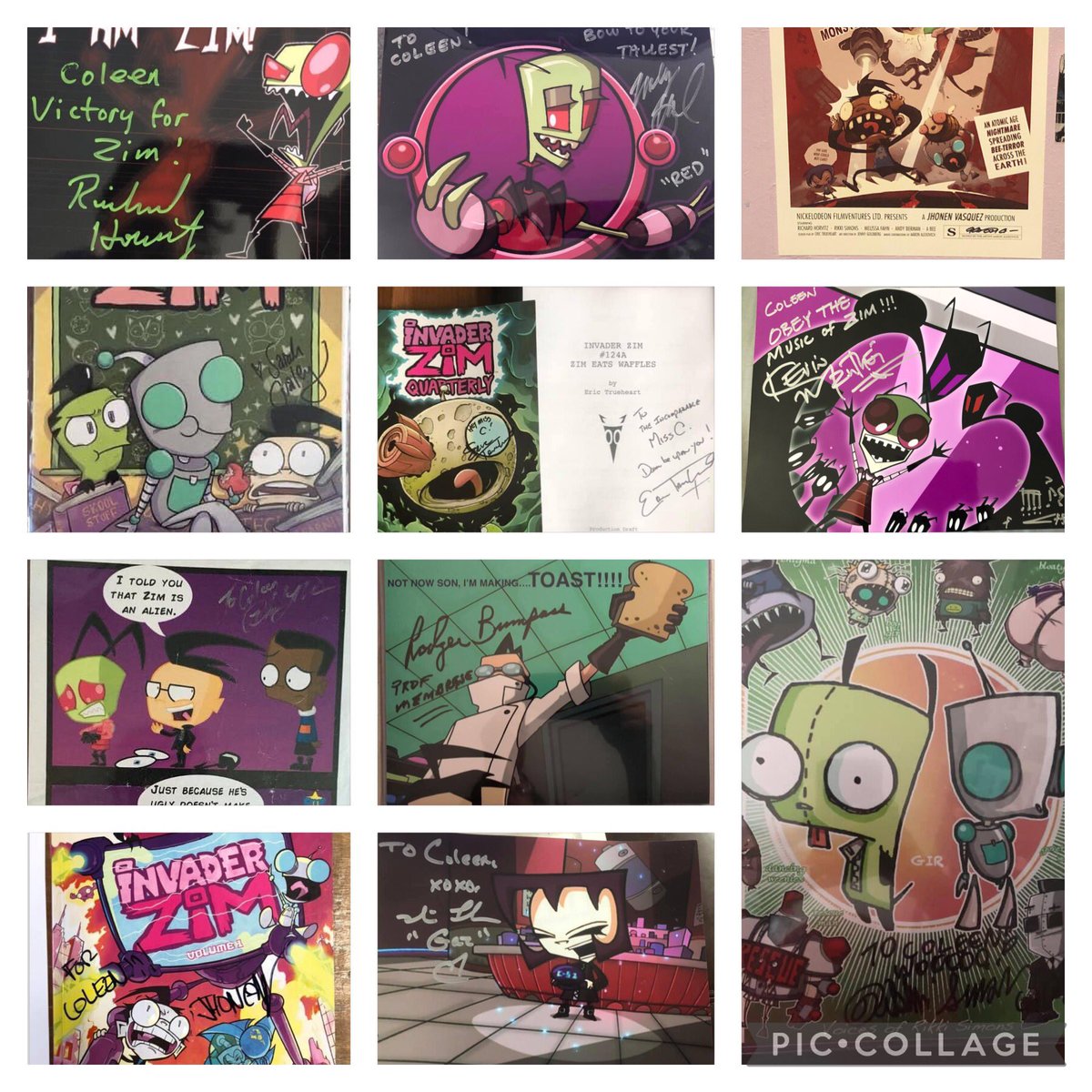 @RichardHorvitz @rikkisimons @JhonenV @WallyWingert @essrose @erictrueheart @phillamarr @MelissaFahn @kevinmanthei #rodgerbumpass @sarahgraleyart  My Invader Zim autographs so far. Still hoping to get autographs from @kevinthekith & @CASABERMANO. Waiting for one from @OliviadAbo.