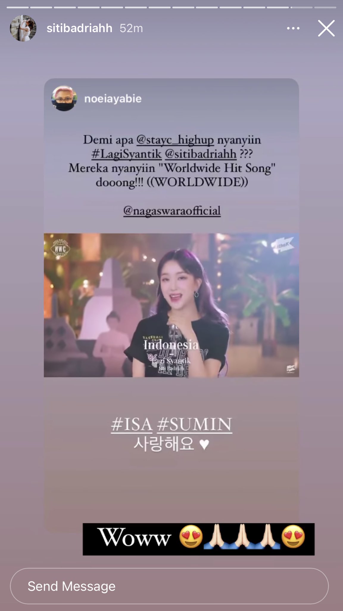 K Rest On Twitter Indonesian Singer Siti Badriah Reposted Stayc Singing Lagi Syantik On Her Ig Story 스테이씨 Stayc Stayc Official