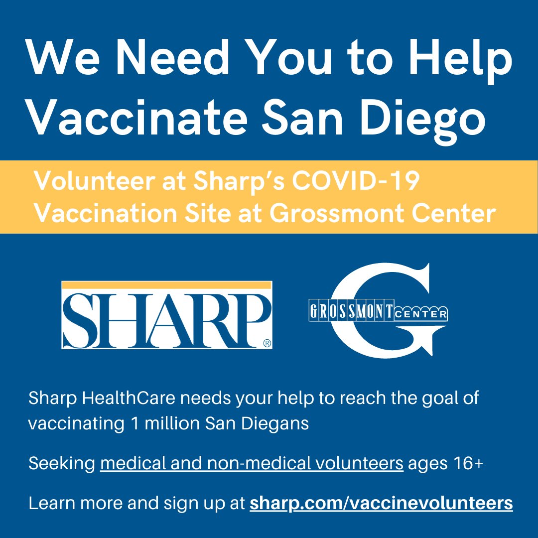 Seeking volunteers! Learn more and sign up at sharp.com/vaccinevolunte…