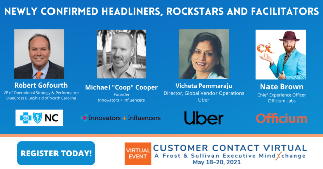 jeeva_jvan's tweet photo. Customer Contact VIRTUAL, May 18-20, 2021 | #CCVirtual | Robert Gofourth, BlueCross BlueShield, North Carolina, Michael "Coop" Cooper, Innovators + Influencers, Vicheta Pemmaraju, Uber, and Nate Brown, Officium Labs. #CX #CC #virtualevent https://t.co/NYHNVEAN2c https://t.co/fKXgx3SydX