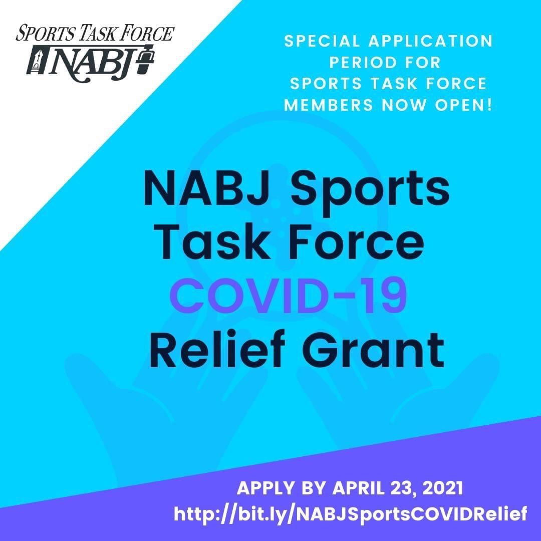 NABJPrint's tweet image. The @NABJSports Task Force has opened applications for #COVID-19 Relief Grants between April 9-23. It’s for #nabj members experiencing financial difficulties or job loss as a result of COVID-19. #mediadiversity Apply: buff.ly/3wS9C4F