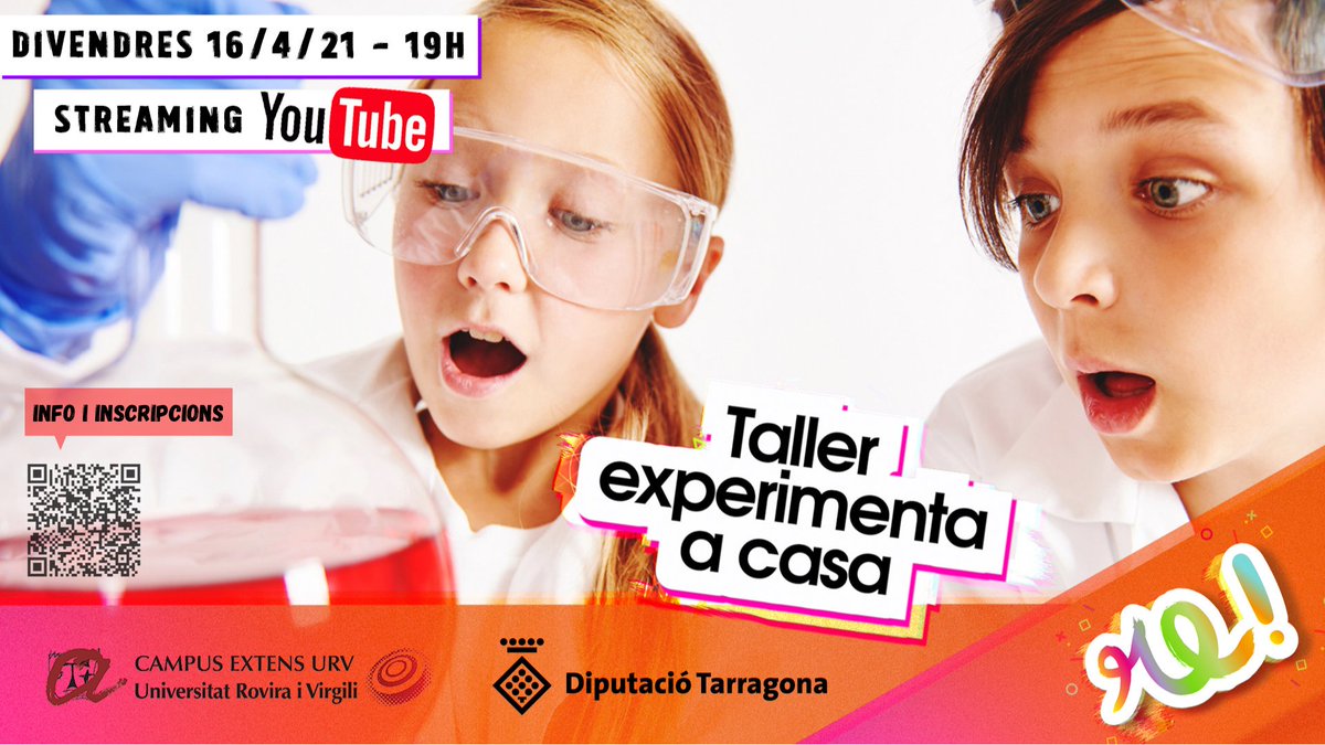 Teniu entre 10 i 15 anys i voleu convertir-vos en científics 👩‍🔬👨‍🔬? Arriba un nou #ExperimentaCasa amb  reptes per fer en directe amb el @RetoExperimenta
Us esperem!👇
🗓 Divendres 16/04/21
⏰ 19h
ℹ️ Cal inscripció prèvia per rebre llistat de materials
repteexperimenta.cat/2021/experimen…