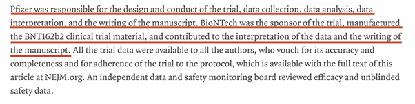 Very low proportion of old people were found in the study.Who funded the research? And who was responsible for the design and conduct of the study?Ah, Pfizer and BioNTech!35/
