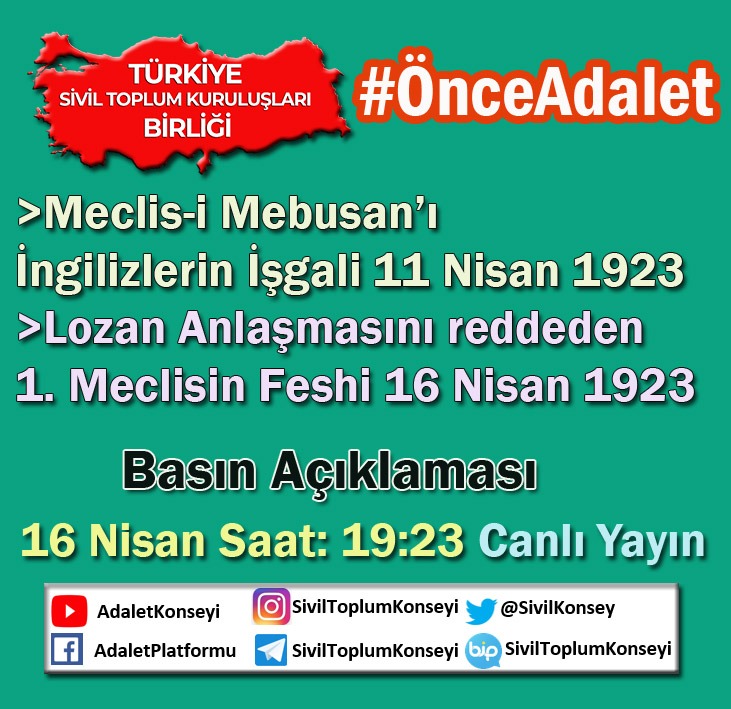 SivilKonsey's tweet photo. #önceAdalet #önceAile Yürüyüşü Canlı https://t.co/SaK7RLF7gb 16Nisan🕰19:23 #Lozan'ı imzalamayan 1.Meclis Fesh 98.Yıl

16Nisan🕰10 Bolu/Köroğlu
16Nsn🕰15 izmit/Demokrasi
16Nsn🕰16 MeclisiMebusan
16Nsn🕰17 Düzce/Belediye

https://t.co/VxvsUhPfce

https://t.co/LX9tW9GDlF https://t.co/yoKIAonFmF