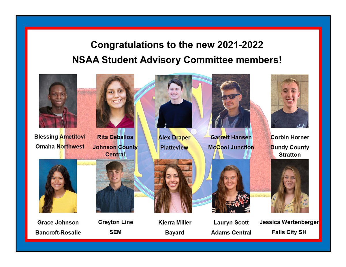 Congratulations to the NSAA Student Advisory Committee members who were selected for 2021-2022 school year! 

nsaa-static.s3.amazonaws.com/textfile/leg/S…

#nebpreps