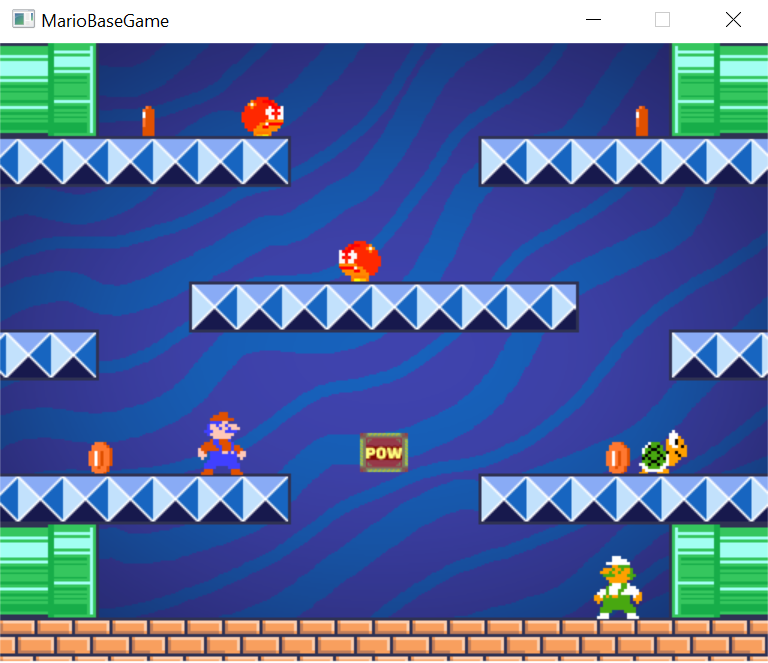 EavesGames's tweet photo. Almost finished my reimagining of the original Mario Bros game for the end of my second semester of Computer Games Programming at @StaffsUni @StaffsGamesVFX #gamedev #gamedevelopment #programming https://t.co/k01TAotLSY