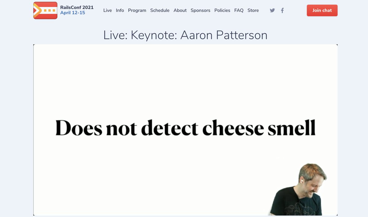 onerinas's tweet image. Classic @tenderlove keynote 😁
Haven't laughed enjoyed anything this whole 2021! (probably since the pandemic) #RailsConf2021