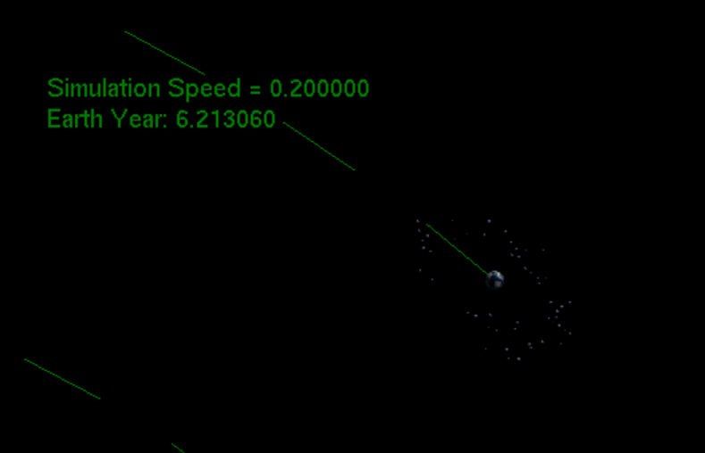 EavesGames's tweet photo. Almost finished my Solar System simulation for the first year of my Computer Games Programming course @StaffsUni ! Here's a closeup of Jupiter, with its 53 named moons!! Just need to get the textures right! #jupiter #space #gamedev #programming https://t.co/92oYYKcRr3