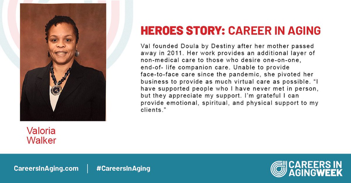 Spread the word! Careers in Aging Week is next week. Learn why Val chose a career in Aging during our alumni panel on April 22. Register at bit.ly/ciaw2021 #careersinaging #umbc #umbcaging