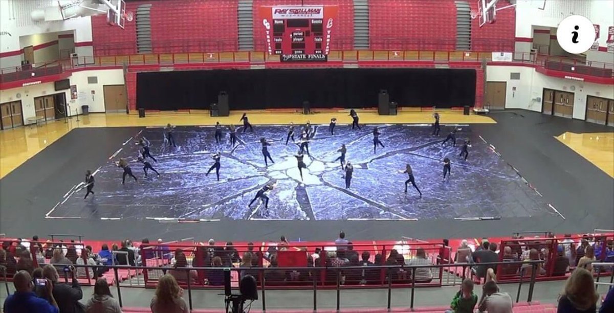 Pictured is Homestead HS (IN) using their FLASH tarp and flags at a recent event.  FLASHVisualMedia.com 
#flashvisualmedia #makingartreality #marchingarts #wgi2021