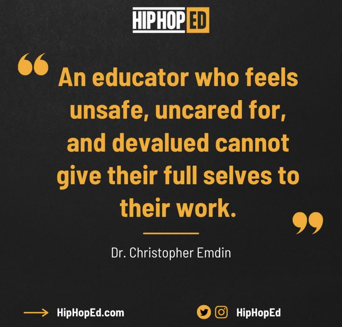 What can school leaders and school communities do to value and demonstrate their support for educators? What do you need as an educator to feel safe, cared for and valued? What do you need to give your full self to work? #HipHopEd #TeachLikeTheWorldisOnFire 🔥