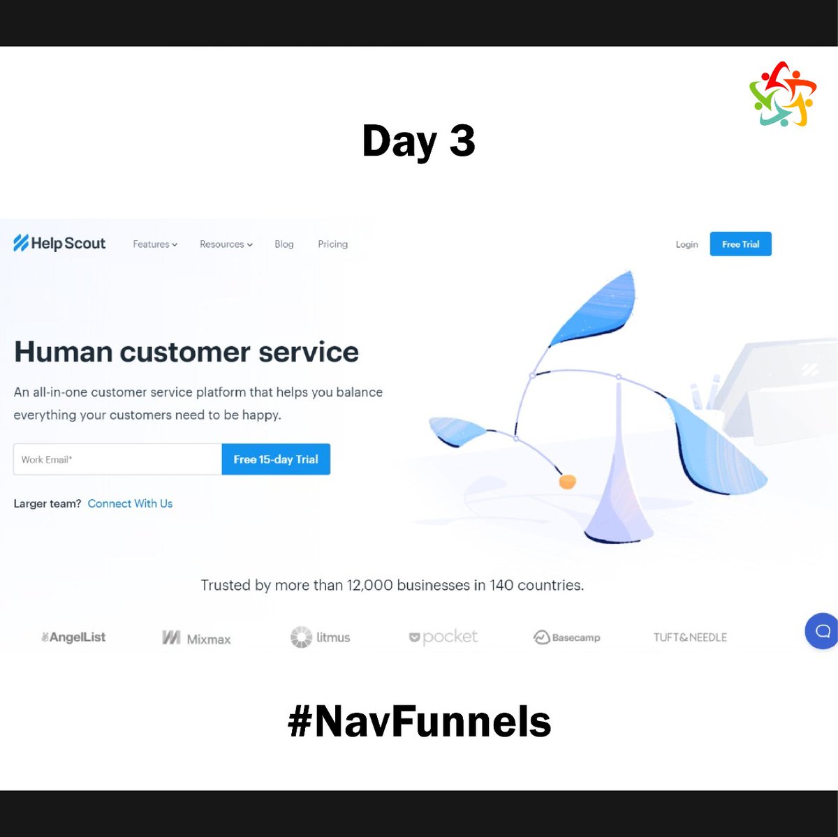 aspirze's tweet image. Helpscout’s animated images feel emotional and gives a human touch with the brand. The website is set in a white background, has good contrast and is easy to read. There is no messy and complicated background.