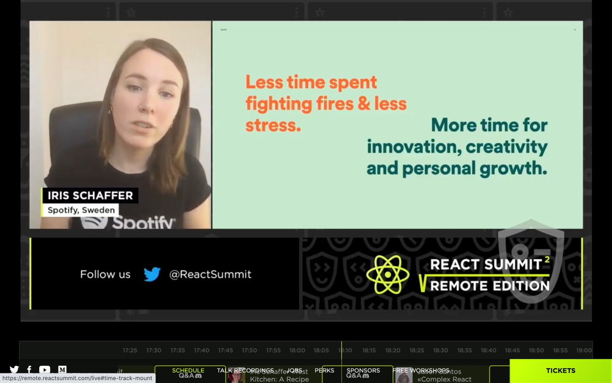 gthodgkinson's tweet photo. Fantastic talk on testing by @iris_schaffer @Spotify #ReactSummit great summary for why to have great tests #womenwhocode #womenintech #codeforher https://t.co/iVEEB5UCie