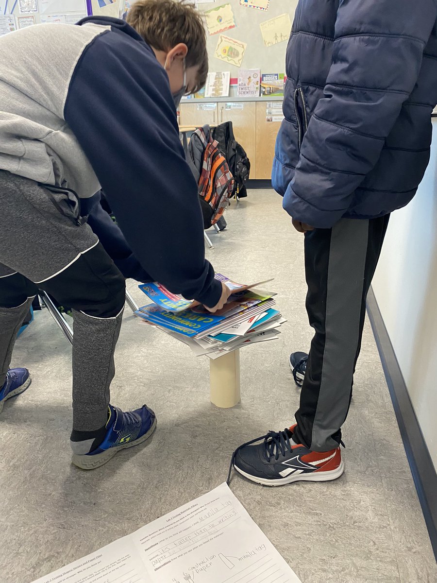 Testing materials to see which is the strongest and why it is important to know this when we build structures. #inquiry #rvsed #thinkers #scientists