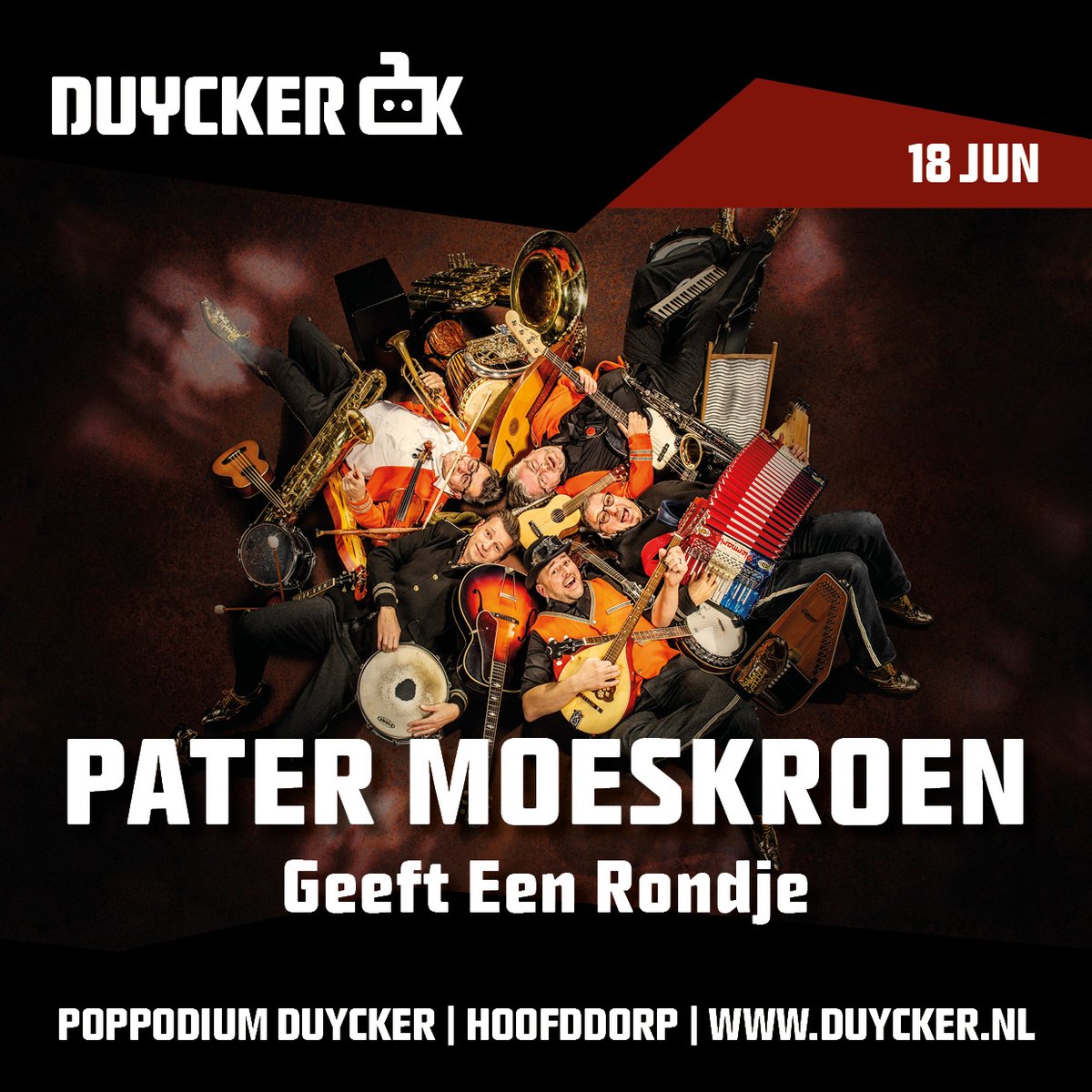 ♻️ Nieuw aangekondigd!
Tijd voor een feestje! De band <a href="/PaterMoeskroen/">Pater Moeskroen</a> bestaat 35 jaar. Neem plaats in een intieme ambiance! In ‘Geeft Een Rondje’ neemt de band je mee door 35 jaar hoogte- en dieptepunten. Een heerlijke avond 18 juni!
Tickets: bit.ly/39te5jr