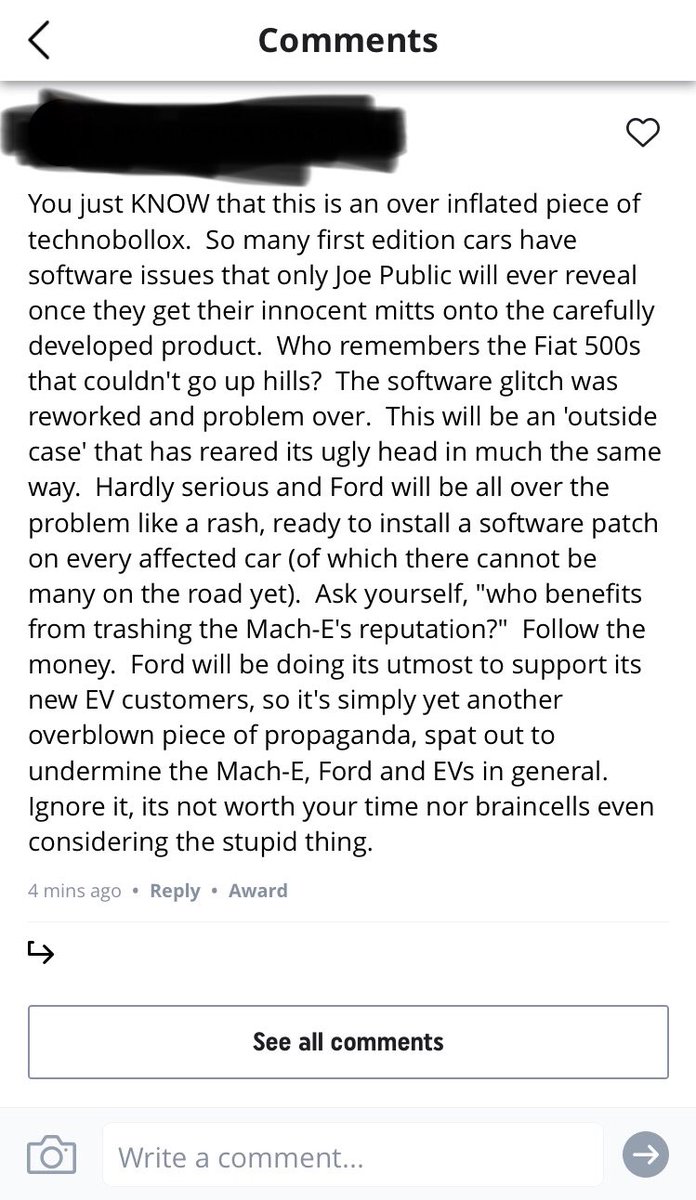 KNSage's tweet photo. Reading through and responding to comments on my Mustang Mach E article and I see this. This man wrote an angry little book..My God..#foundinthecomments #uhokay https://t.co/hHf1bDigMJ