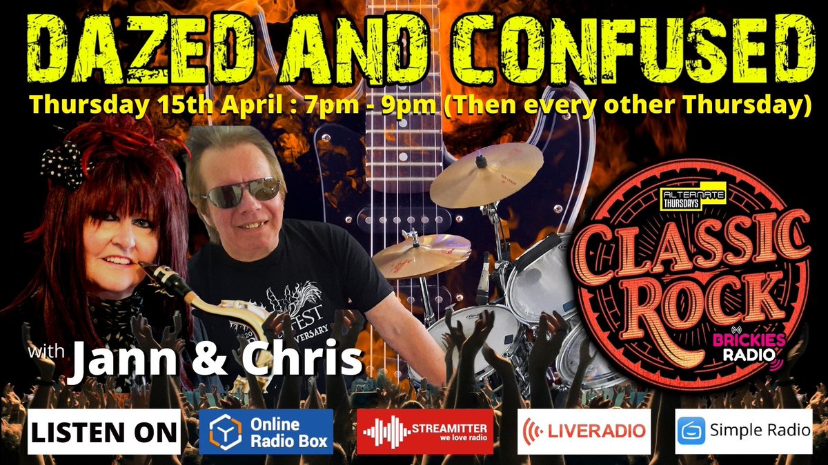 Brickies Radio (@brickiesradio) on Twitter photo Don't miss Chris & Jann's first show on Brickies Radio this evening from 7pm. 'Dazed & Confused' (which is which?) is a two hour show jam packed full of classic rock. You can listen on any Smart Radio device and on either of these apps:
<a href="/streema/">Simple Radio</a>,<a href="/myTunerRadio/">myTuner Radio</a> <a href="/onlineradiobox/">OnlineRadioBox</a> Don't miss Chris & Jann's first show on Brickies Radio this evening from 7pm. 'Dazed & Confused' (which is which?) is a two hour show jam packed full of classic rock. You can listen on any Smart Radio device and on either of these apps:
<a href="/streema/">Simple Radio</a>,<a href="/myTunerRadio/">myTuner Radio</a> <a href="/onlineradiobox/">OnlineRadioBox</a>