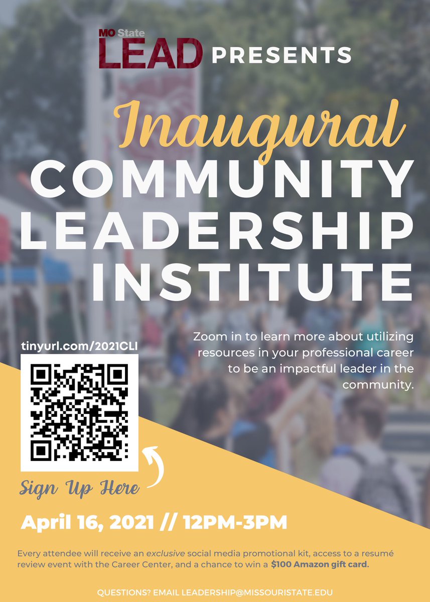 MO State Lead (@mostatelead) on Twitter photo Last Day to Sign Up! You don’t want to miss all of our amazing speakers as well as a chance to win a $100 Amazon gift card! Last Day to Sign Up! You don’t want to miss all of our amazing speakers as well as a chance to win a $100 Amazon gift card!