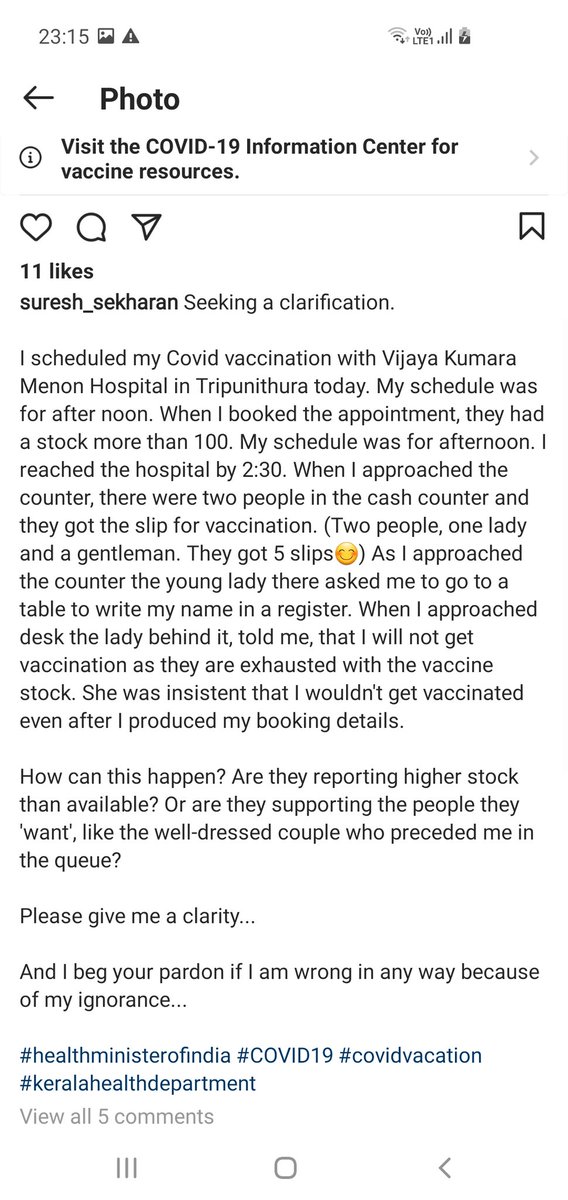 mayankkummar's tweet photo. Registered with appointment denied vaccination in Tripunithra today
Can someone help Suresh in getting the vaccination
#LargestVaccineDrive 
#VaccineShortage 
#vaccinesaveslives 

@vijayanpinarayi 
@shailajateacher
@CMOKerala 
@KeralaHealth 
@drharshvardhan 
@CovidIndiaSeva https://t.co/09whCJkYpj