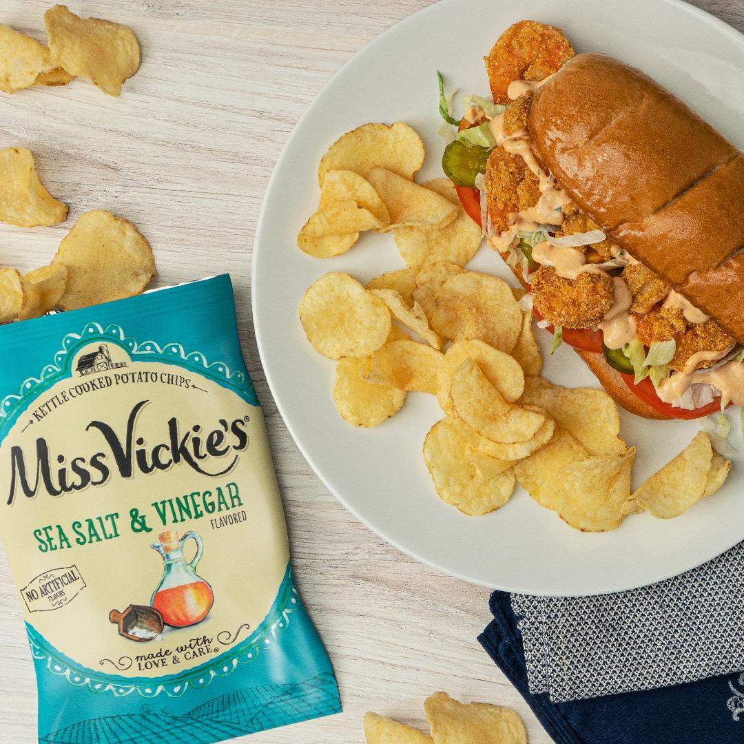 We never po’boy without Miss Vickie’s Sea Salt & Vinegar. What's your go-to pairing with these chips?