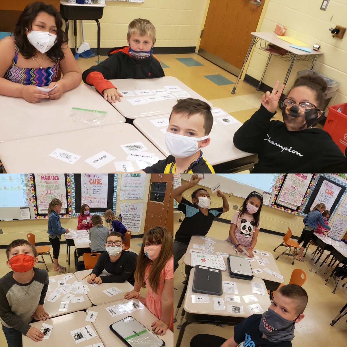 mrspruittRW's tweet image. We have been learning about nonfiction text features during our Reader&apos;s Workshop. Yesterday we worked with our table groups to match up all the different text features!