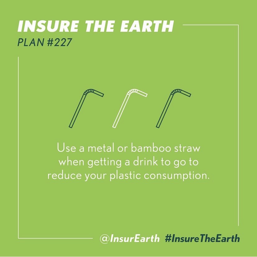 Plan #227: Use a metal or bamboo straw when getting a drink to go to reduce your plastic consumption

#InsureTheEarth 🌎🌍🌏