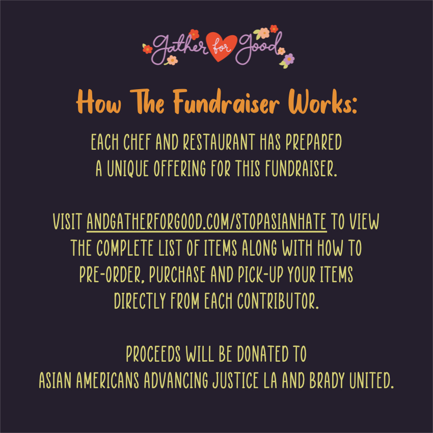 Book your reservation for 4/17 and order our “World Famous” Rose Petal Pie for dessert. 100% of proceeds from those sales will support @andgatherforgood's #StopAsianHate fundraiser benefitting Asian Americans Advancing Justice LA and The Brady Campaign <a href="/bradybuzz/">Brady | United Against Gun Violence</a>.