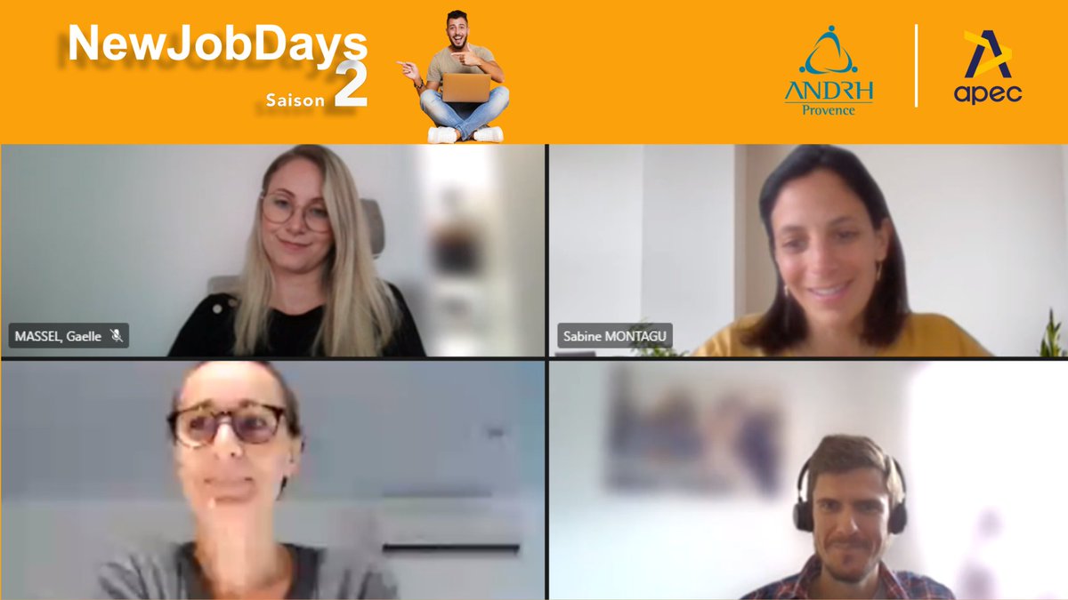 #NewJobDays 2💪Belle affiche d'entreprises ce soir Gaelle Thomas et Manon ont partagé avec les #JD énergie et opportunités #emploi #stage #alternance
Leurs conseils "Osez" "Ayez confiance en vous"
3️⃣ RDV à venir 👉bit.ly/NJDApec
<a href="/AndrhProvence/">ANDRH Provence</a>
 
#1jeune1solution