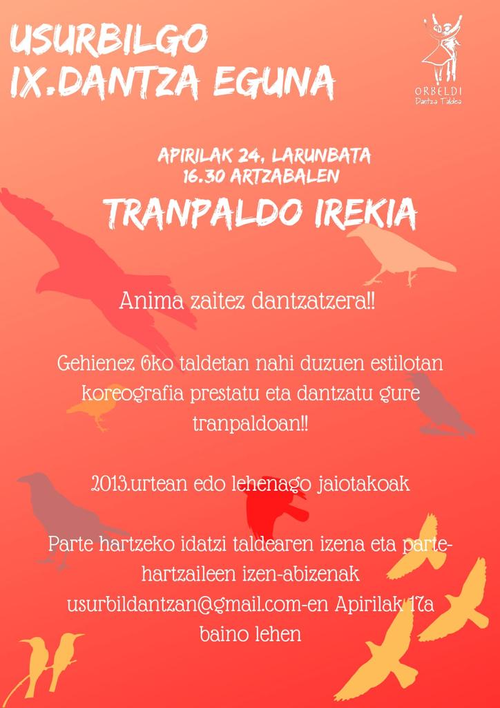 ugaitz23's tweet photo. Usurbilgo IX. Dantza egunean dantzatzeko aukera paregabea eskaintzen duen ekitaldia antolatu du #Orbeldi dantza taldeak: Tranpaldo irekia. Oraindik garaiz zaudete izen-emateko, beraz animatu! https://t.co/mBeZA7Gd7Y