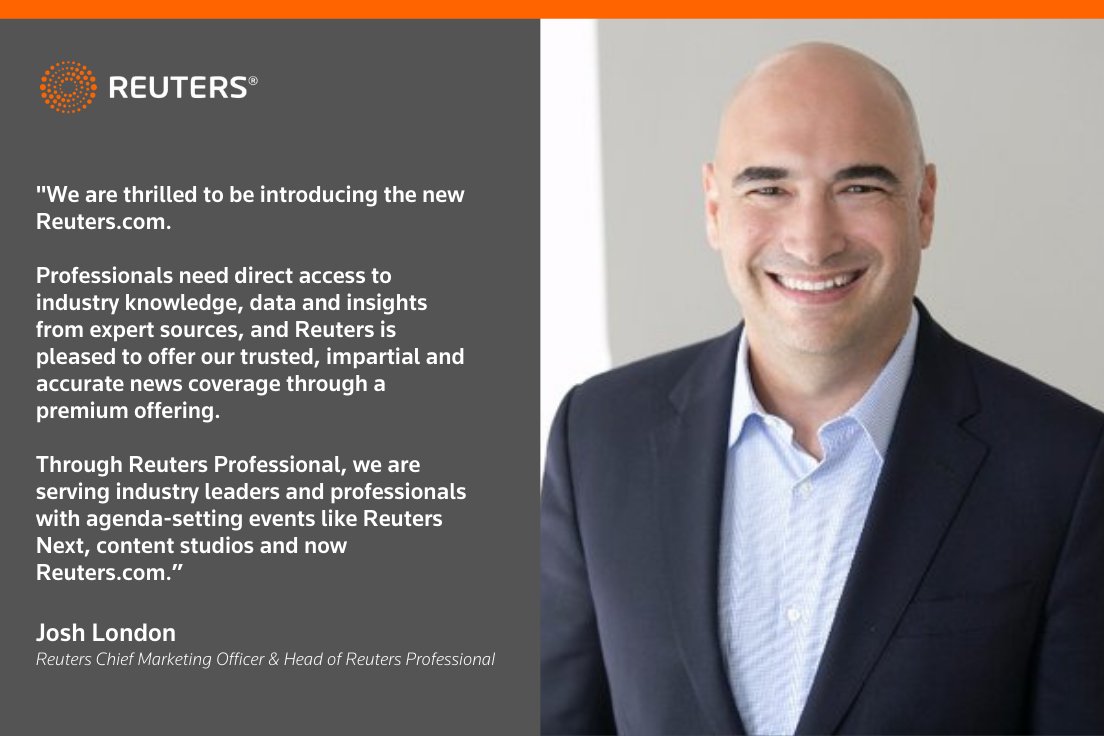 ReutersPR's tweet photo. Hear from @Reuters CMO &amp; Head of Reuters Professional @joshdlondon on introducing a new https://t.co/s1ukm12akB: https://t.co/jjM7n7REZI