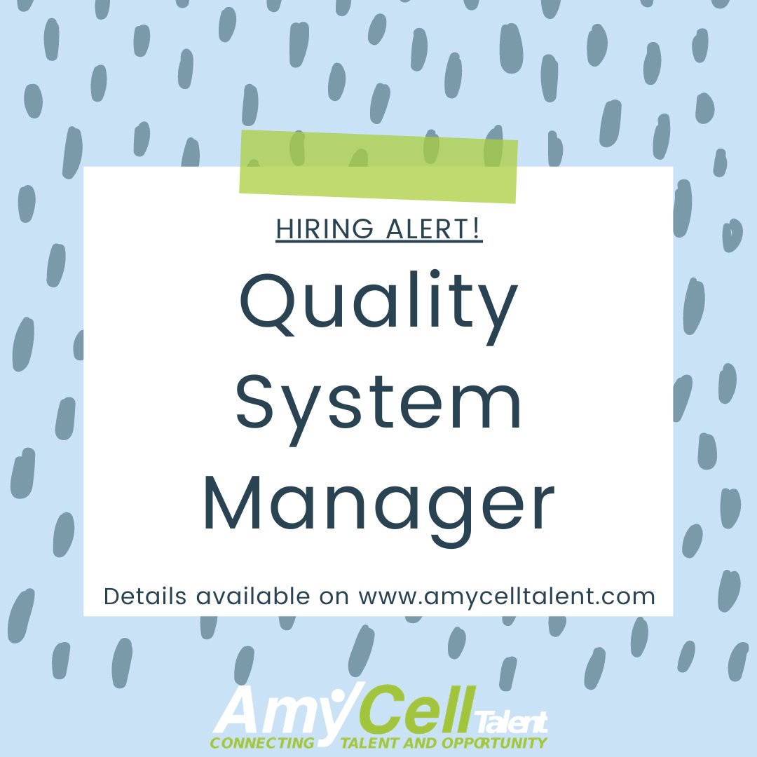 Amy Cell Talent (@amycelltalent) on Twitter photo Hiring now 👉 <a href="/AlertWatchMed/">Justin Adams</a>, a medical device #startup, is searching for a Quality System Manager! Check out the details here: zcu.io/y9y8 #ACTnow #employment #medicaldevice #job Hiring now 👉 <a href="/AlertWatchMed/">Justin Adams</a>, a medical device #startup, is searching for a Quality System Manager! Check out the details here: zcu.io/y9y8 #ACTnow #employment #medicaldevice #job