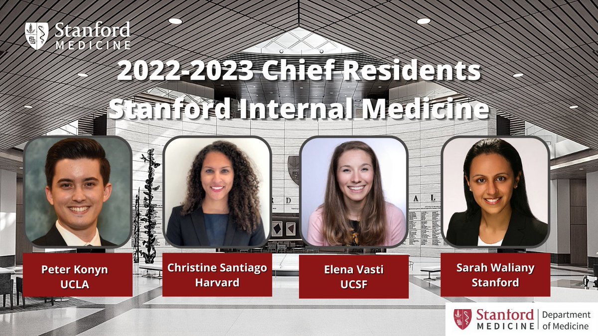Congratulations to an amazing group who will be the 2022-2021 <a href="/StanfordMedRes/">StanfordMedRes</a> Chiefs! <a href="/cksantiago_MD/">Christine Santiago</a> <a href="/ecvasti/">Elena Vasti</a> <a href="/SWaliany/">Sarah Waliany, MD, MS</a> and Peter Konyn. <a href="/HeartBobH/">Robert Harrington</a> <a href="/StanfordDeptMed/">Stanford Department of Medicine</a> <a href="/StanfordChiefs/">Stanford Internal Medicine Chiefs</a> <a href="/KarinaSDelgadoC/">Karina Delgado-Carrasco</a> <a href="/trepraja04/">Audrey J. Holmes</a> @jkbuesing @gabrielamabel12 <a href="/achyut_patil_/">Achyut Patil</a>