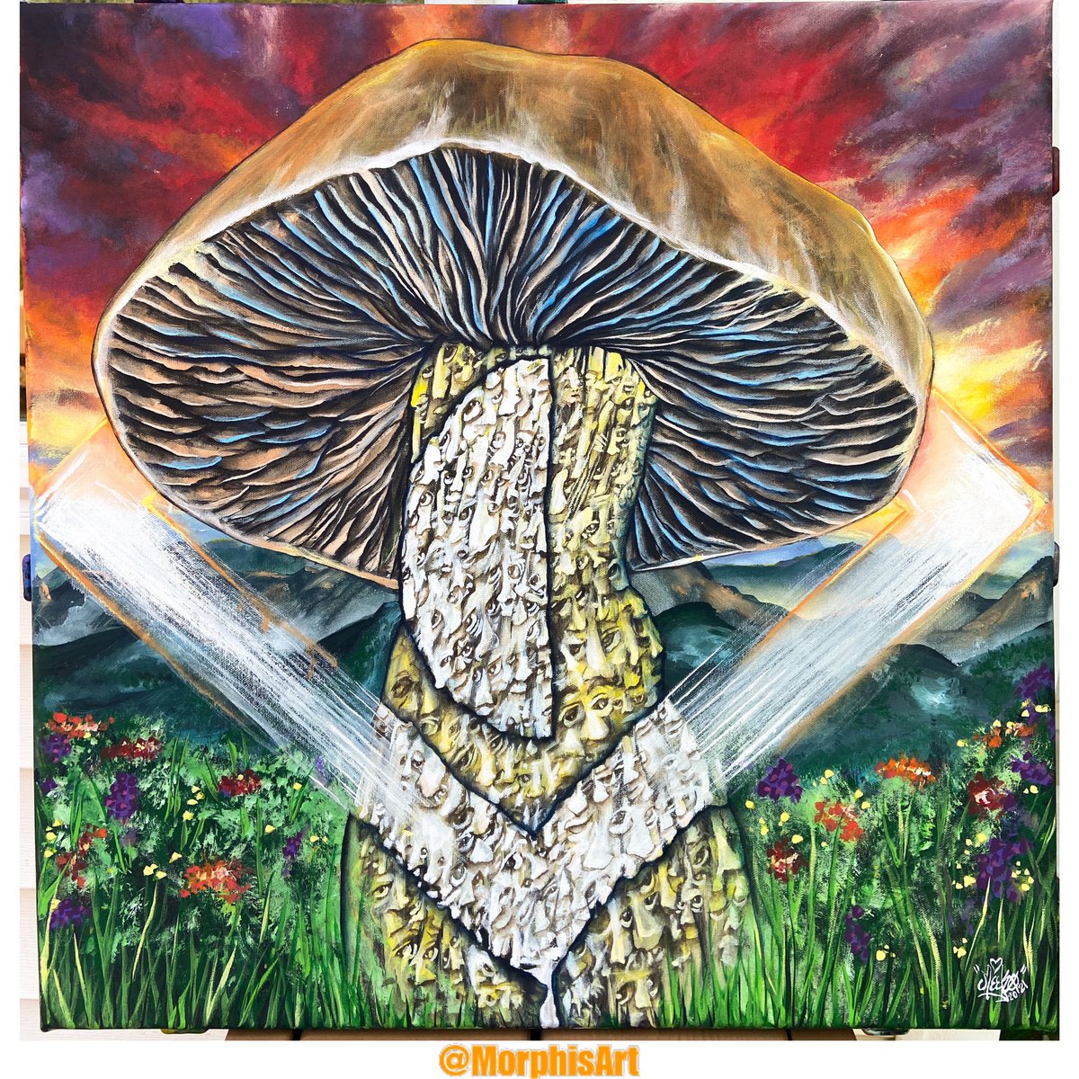 Auction for this new live painting with matching NFT just started! DM me for the link...
Original created in a live performance with <a href="/papadosio/">Papadosio</a> 
#nft #nftmushroom #livepainting #artauction #mushlove #boomers