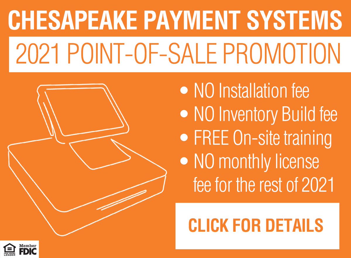 chesbank's tweet photo. ATTENTION BUSINESSES: Our merchant card processing division — Chesapeake Payment Systems — has a deal for you! Switch to save and take advantage of our incredible customer service! CLICK FOR DETAILS: https://t.co/Zm9glkemRr https://t.co/HhmJqOd6Mf