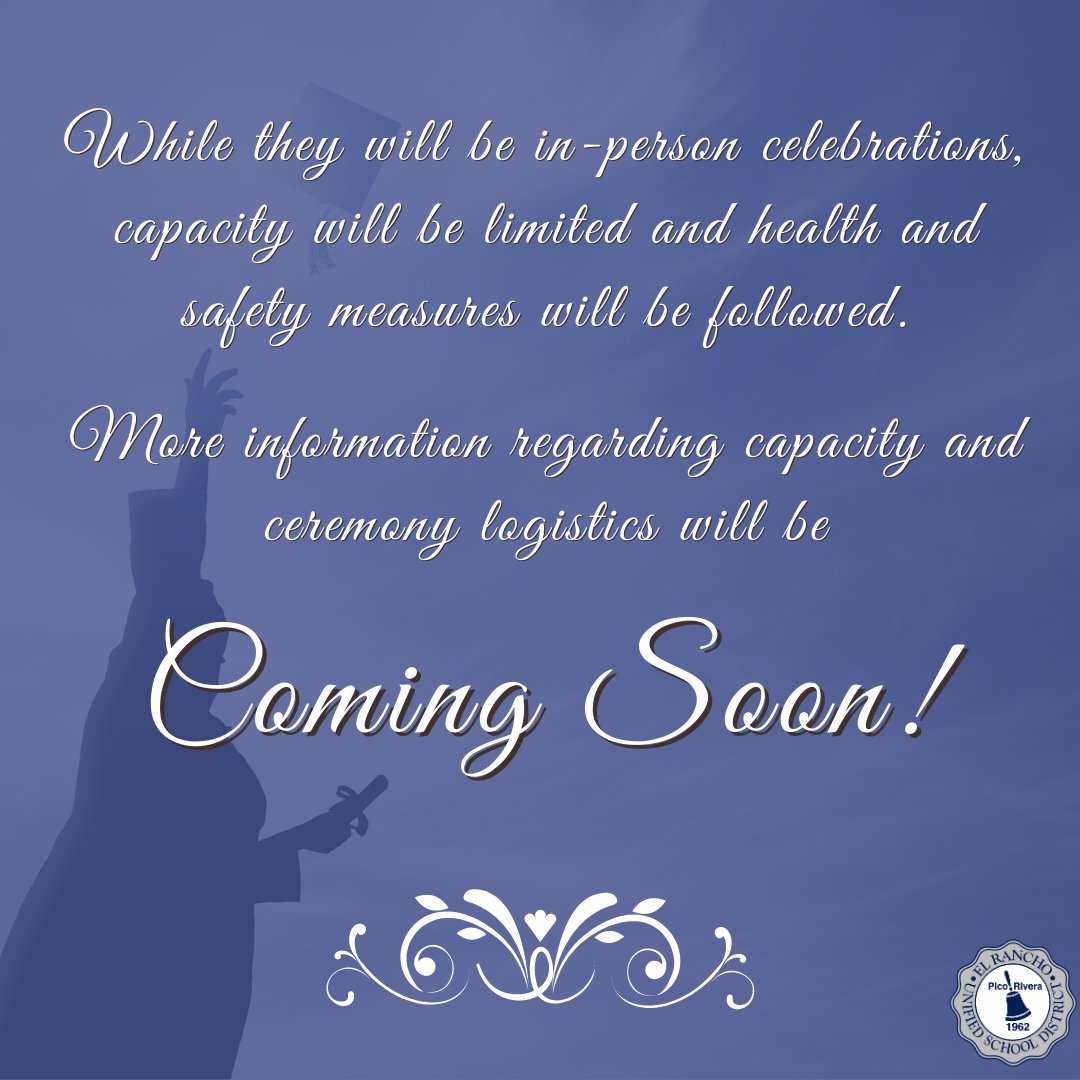 EXCITING NEWS! 🎓 Attention Graduation Class of 2021, you will walk and be celebrated during your graduation ceremonies. More information to come. 🎉