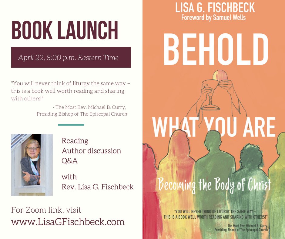 EpisChFdtn's tweet photo. ECFVP blogger @lisafischbeck is excited to announce the upcoming release of her book, Behold What You Are: Becoming the Body of Christ. Join Lisa on 4/22 at 8pm ET for a book launch event. Learn more about the book and how to join the event here: https://t.co/5Hb7Xrzm1K https://t.co/HXSoE85TdI