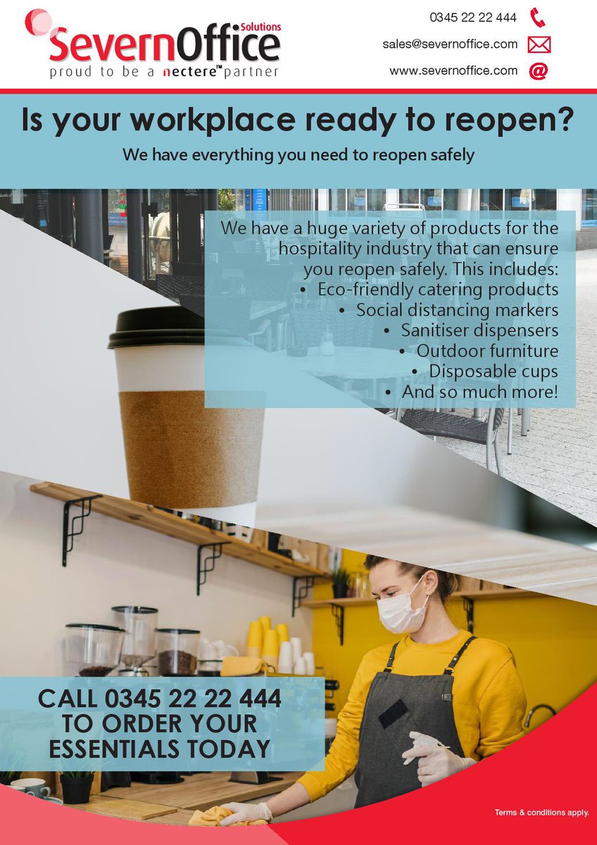 SevernOffice's tweet photo. Is your workplace ready to reopen?? Contact us for all your COVID safe essentials #somersethour #covhour #exeterhour #openupforbusiness #COVID19 #SafetyFirst https://t.co/lXVKhL1IEs