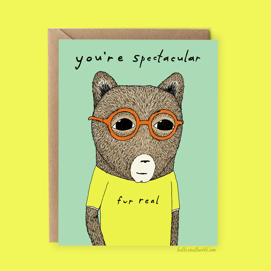 HSWpaper's tweet photo. This glasses wearing bear is here to let you know...you're spectacular...fur reals 🐻 #puns #funny https://t.co/aTOCYI6pcB