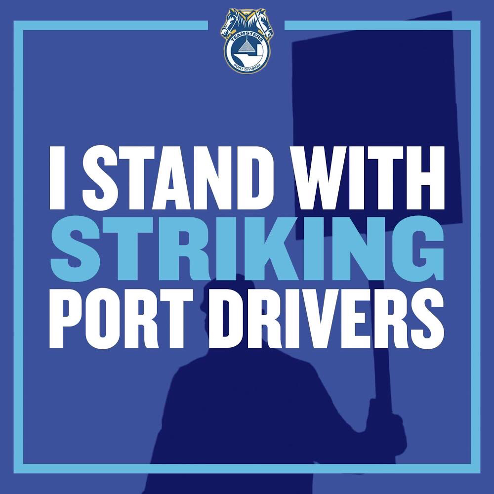 I stand with STRIKING port drivers at @drive4universal’s UIS. They need to be reinstated, a fair contract & no misclassification as independent contractors. Port trucking needs to be held accountable. I'm proud to support #SB338 #SB700 & #AB794. #PortStrike #ProtectPortDrivers