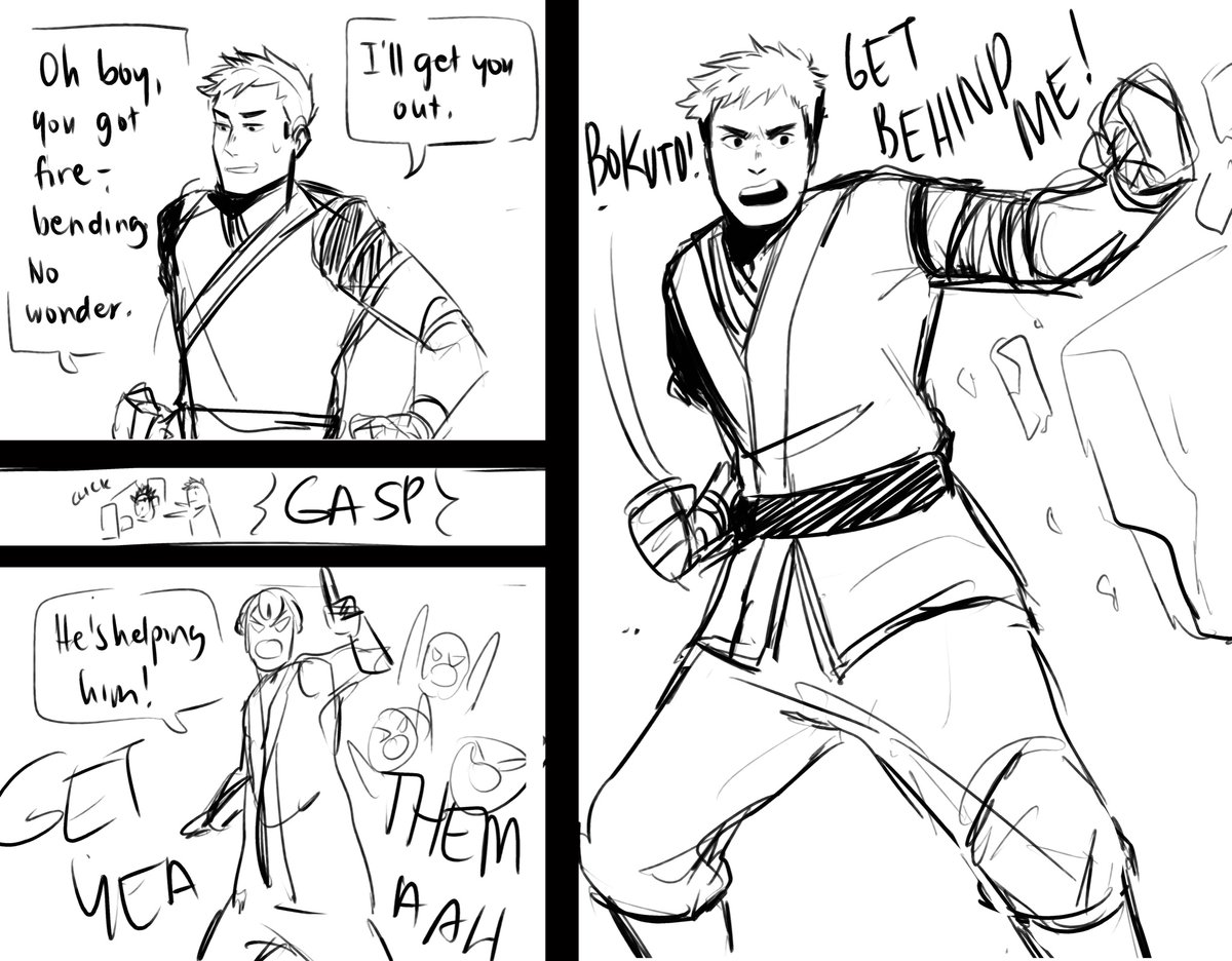 #ATLA AU doodles of the captain squad I hope I will write someday: featuring, #daichi  and #Bokuto 's first meeting in that universe! 