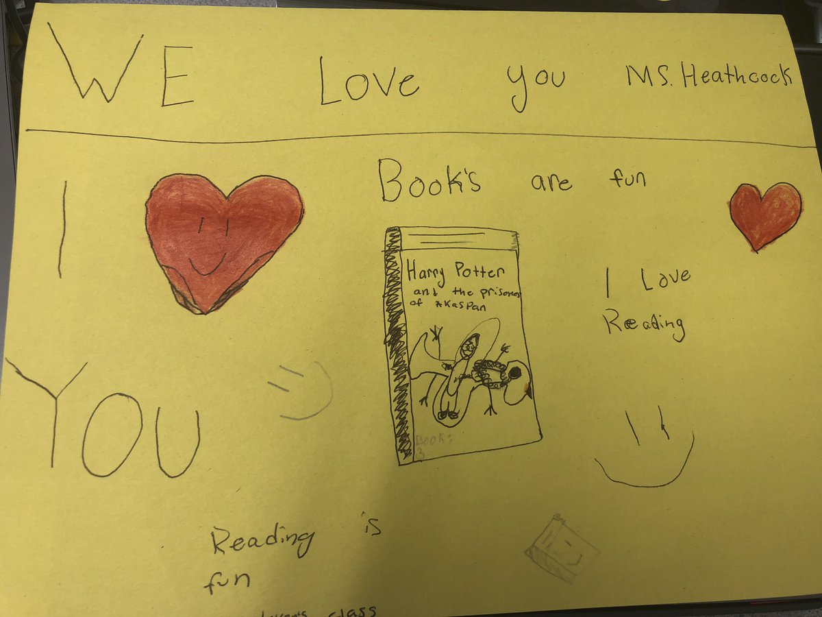 One of the best things about being at a @PosProject school is that when you are feeling low, one of your students knows exactly what you need! #nationallibrarymonth @HortonsCreekES