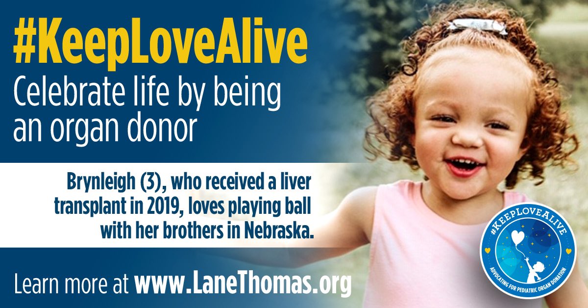 The @LaneThomasFnd is dedicated to raising awareness about pediatric organ donation—of which there is a critical shortage—and supporting families of children in need of life-saving transplants. Please consider making a donation to help #KeepLoveAlive. LaneThomas.org