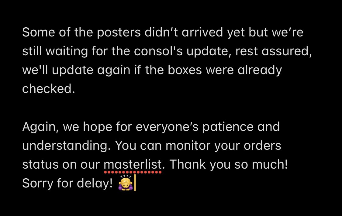 TreasureStorePH's tweet photo. #TSPHUpdates • 4/16/2021

- thank you for all the patience! 😔
I always try to collect as many updates as possible to post too but the progress are really slow too on the part of our consol and since there are so many parcels.

masterlist; https://t.co/GQWeZ2bGFa https://t.co/uo2rDEqK51