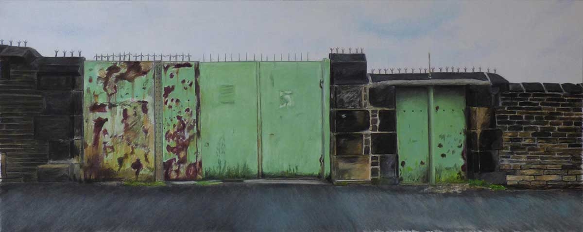 bas21_art's tweet photo. #Bradford, End of the Dark Satanic Mills. Elizabeth Nash. Pastel. In the modern era the tradition of painting the "satanic" mills that overlooked working communities has often been reduced to #painting what's left. This picture tells a story. @liznast #notgrim #oldIndustry #urban https://t.co/loYJ0oPYUx