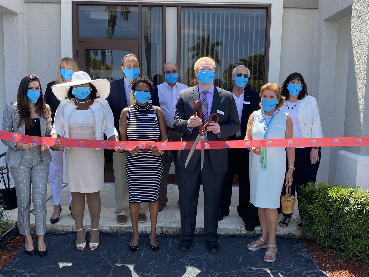 LighthousePB's tweet photo. We officially opened our new facility in West Palm Beach, today. It kicked-off our 75th Anniversary.  Members of the Board of Directors, donors, clients and staff cut the ribbon along with the Chamber of Commerce of the Palm Beaches to officially open the doors. https://t.co/pZYoTwDoCj