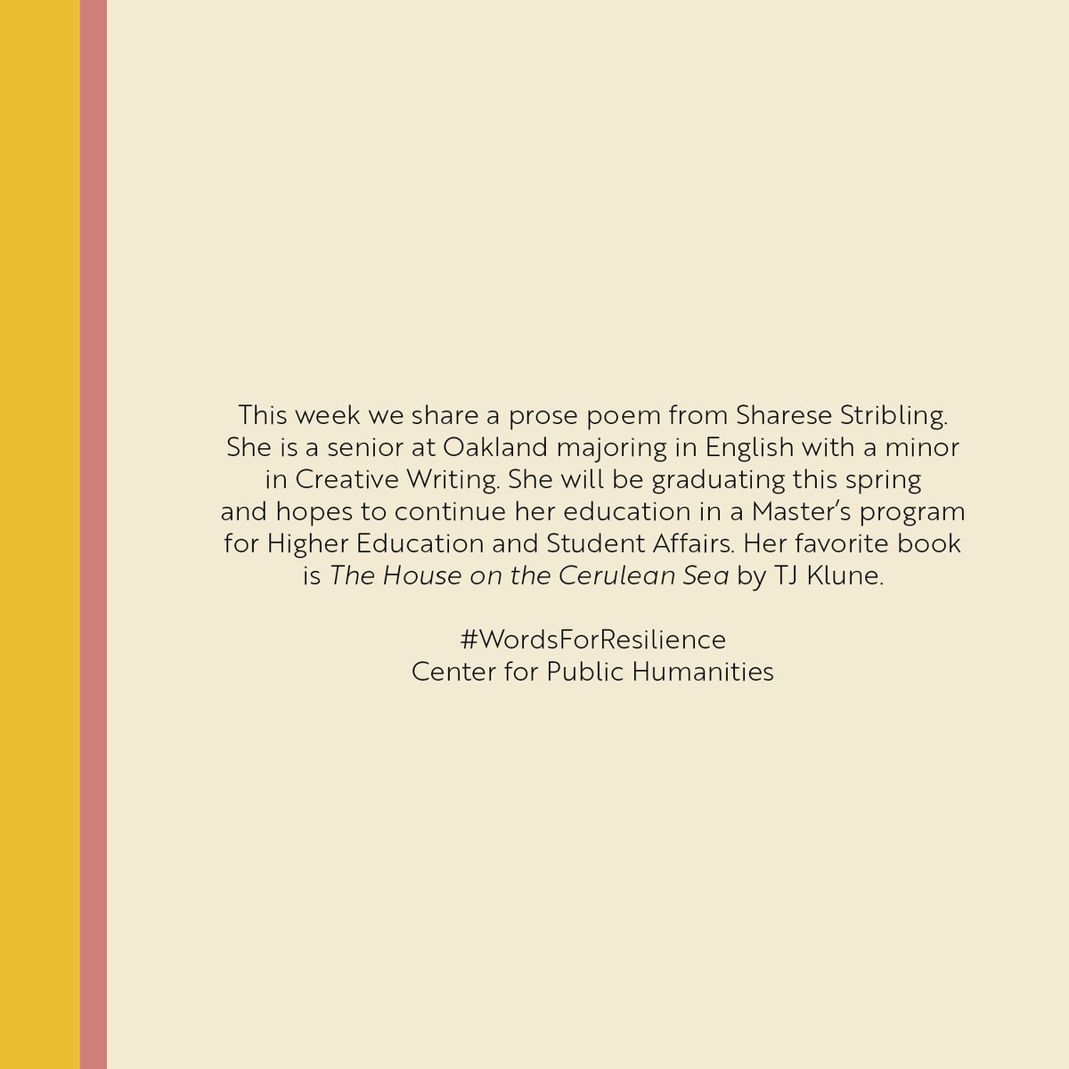 humanities_ou's tweet photo. Tomorrow we will share #WordsForResilience by Sharese Stribling. https://t.co/QUH10kSLuj