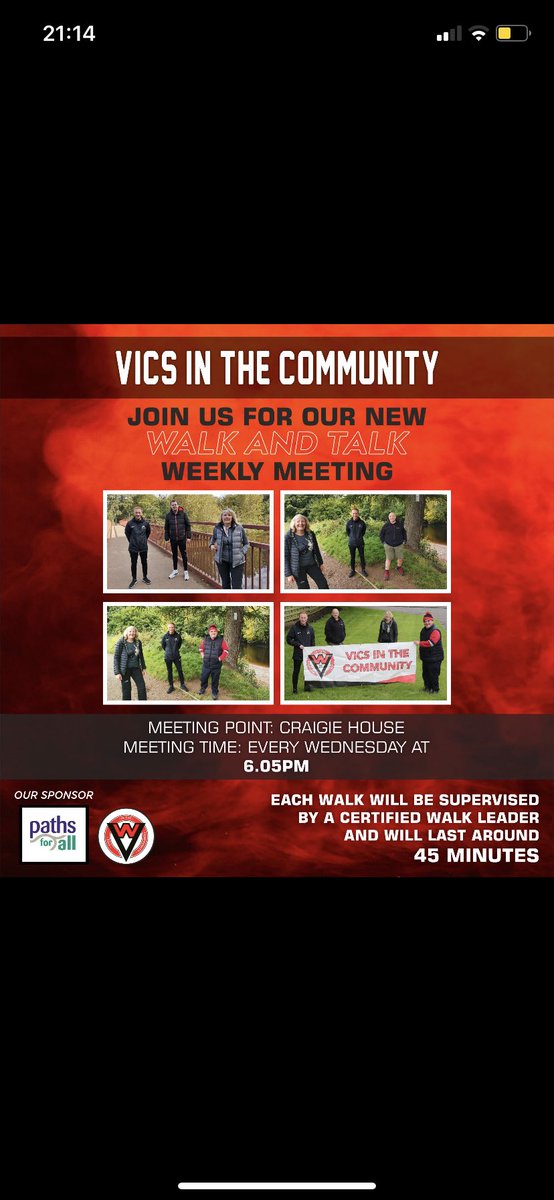 Heath and well-being Part 2 👇

New walking group for parents dropping kids off at training or anyone living in North Ayr. 

🚶‍♂️Wednesday nights 6.05pm 
🚶‍♂️Craigie House @ Ayr Academy 
🚶‍♂️45mins - Qualified walk leader 
🚶‍♂️Meet new people - Stay Active 

@ActiveAyr