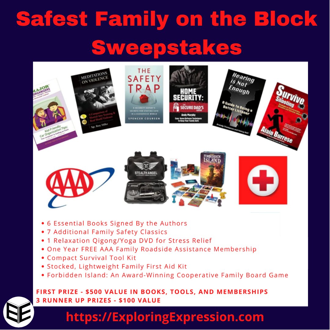 exexadmin's tweet image. Exploring Expression invites you to win the Ultimate Family Safety Bundle by entering the Safest Family on the Block sweepstakes - kingsumo.com/g/5tdaky/keep-….  Winners will be drawn on 23 April.  #exploringexpression, #safestfamily, #familysafety
